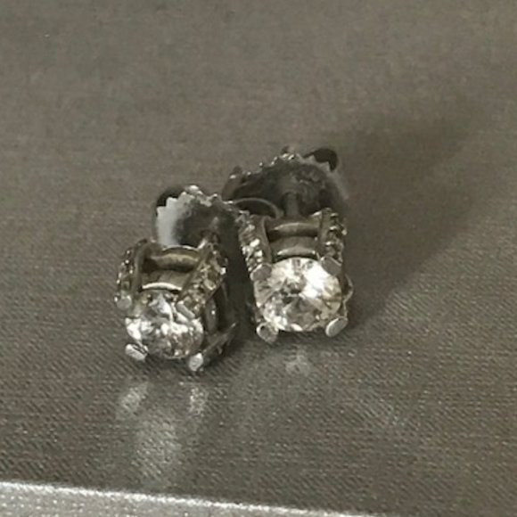 Natural Diamond 1 Carat Total Weight Studs - 14K White Gold - Picture 6 of 15